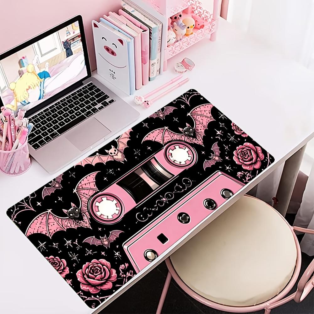 Retro Gaming Keyboard - Rosa Retro-Kassetten-Design Großes Erweitertes Gaming-Mauspad Rutschfeste