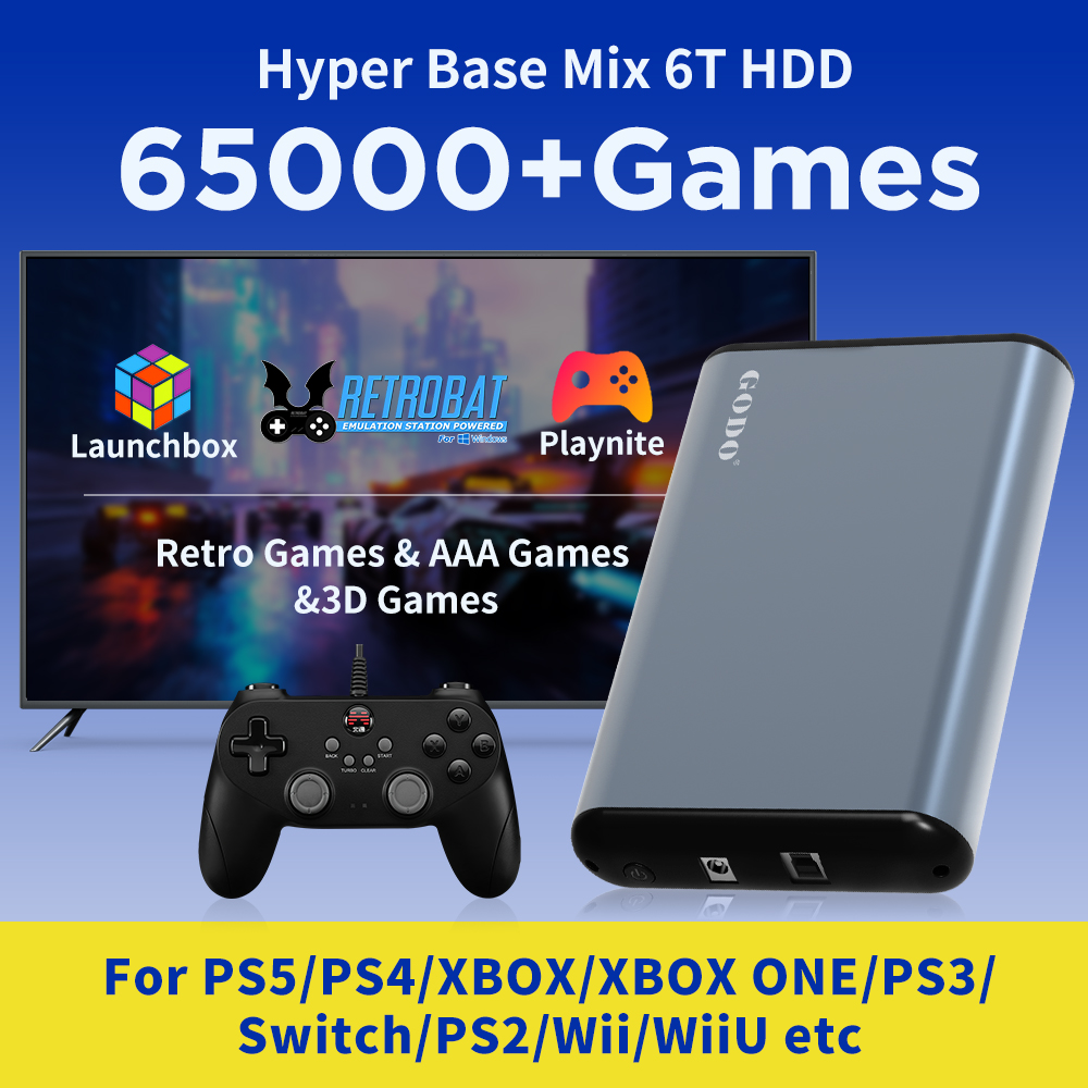 Retro Gaming Ps3 - JMachen 6 TB tragbares Gaming-HDD-System 3-in-1-Retro-Spielekonsole
