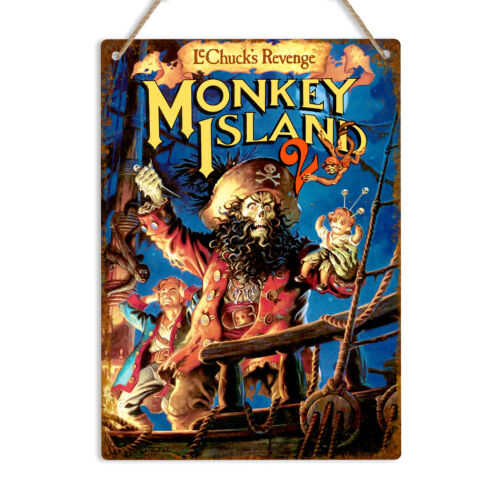 Retro Gaming Island - MONKEY ISLAND 2 Vintage Metall-Wandschild Retro-Gaming-Plakette