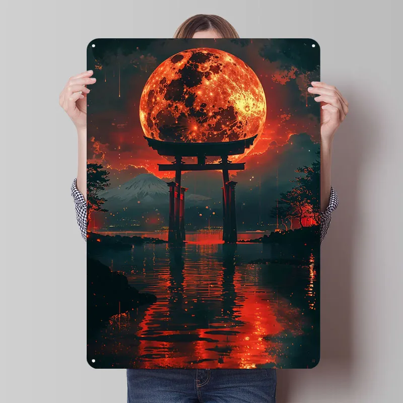 Retro Gaming At Home - Blutmond Torii Schild Druck Metallposter Gaming-Raum