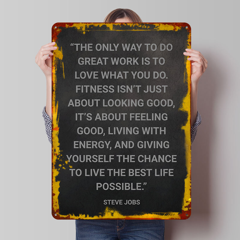 Retro Gaming At Home - Steve Jobs Fitness-Zitat Metallposter Individuelle Wandkunst
