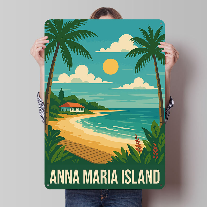 Retro Gaming Island - Anna Maria Island Reise-Metallposter, individuelle Wandkunst,