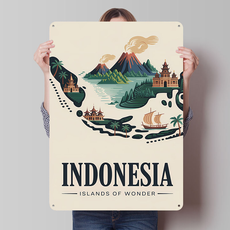 Retro Gaming Island - Indonesien-Inseln der Wunder, Reise-Poster, individuell gestaltete