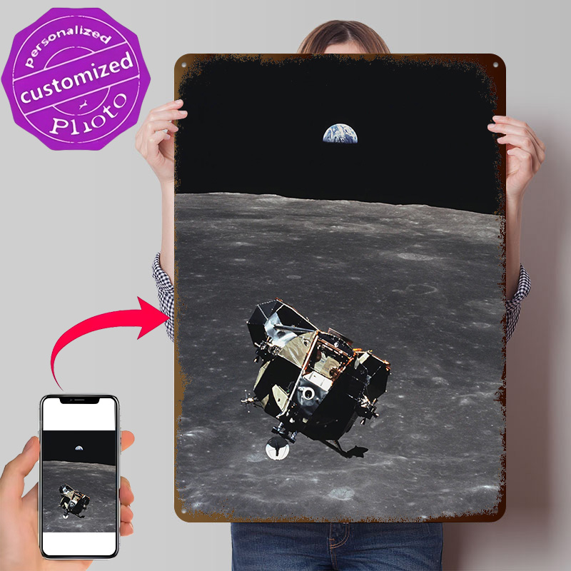 Retro Gaming Island - Apollo 11 Landemodul 3D-gedrucktes Texturposter Personalisierte