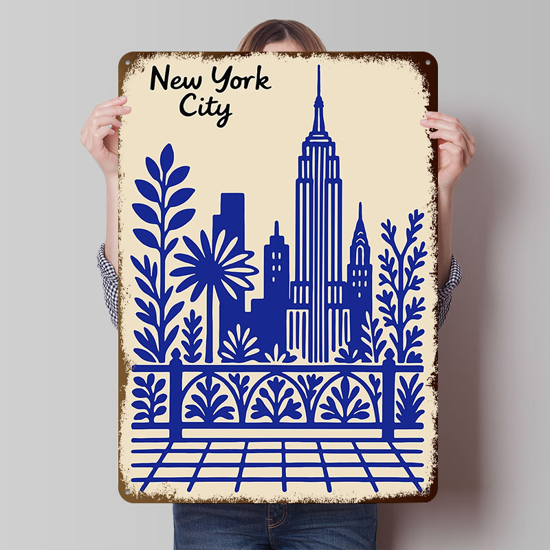 Retro Gaming At Home - New York City Blaues Poster Individualisierte